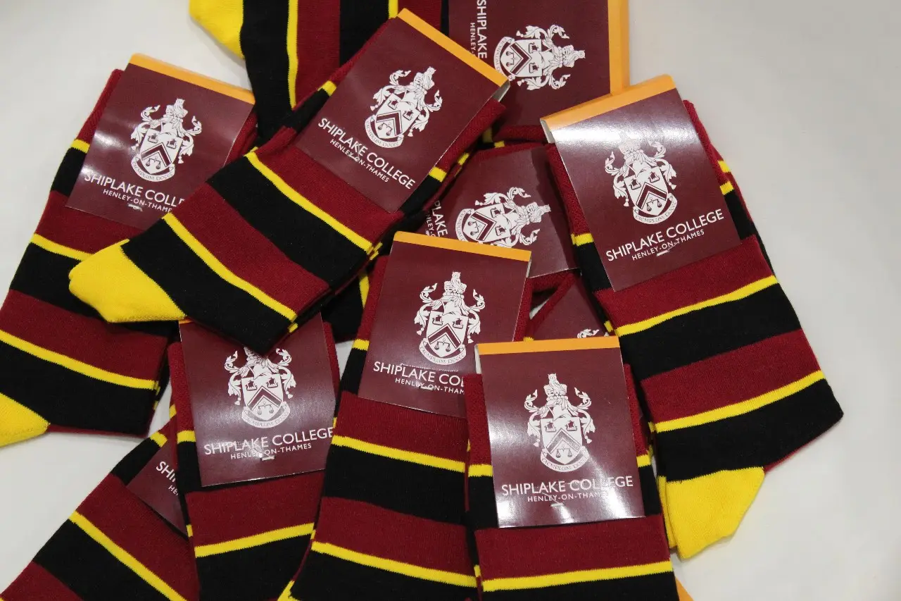 Socks made for Shiplake College, Henley